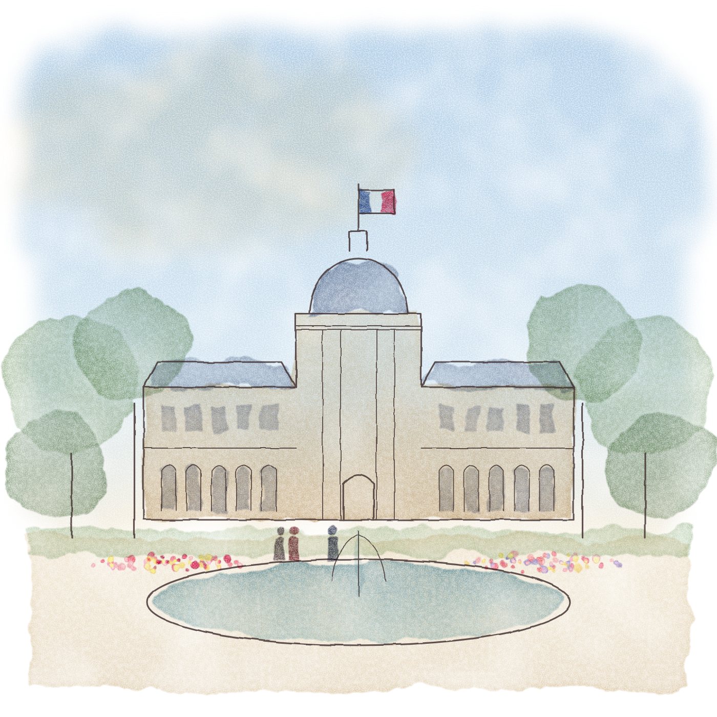 A Palais du Luxembourg, akvarell